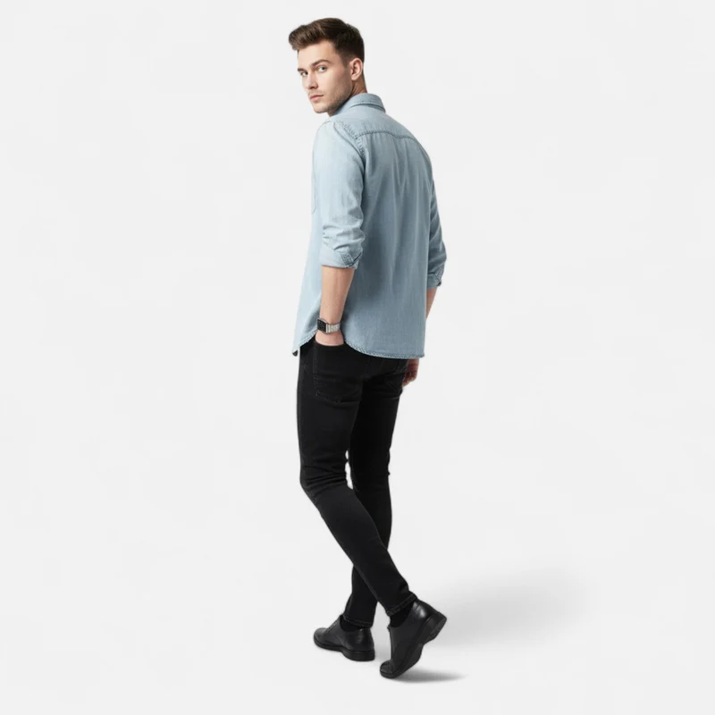 Markus – Lässiges Langarmhemd aus Baumwoll-Denim für Herren