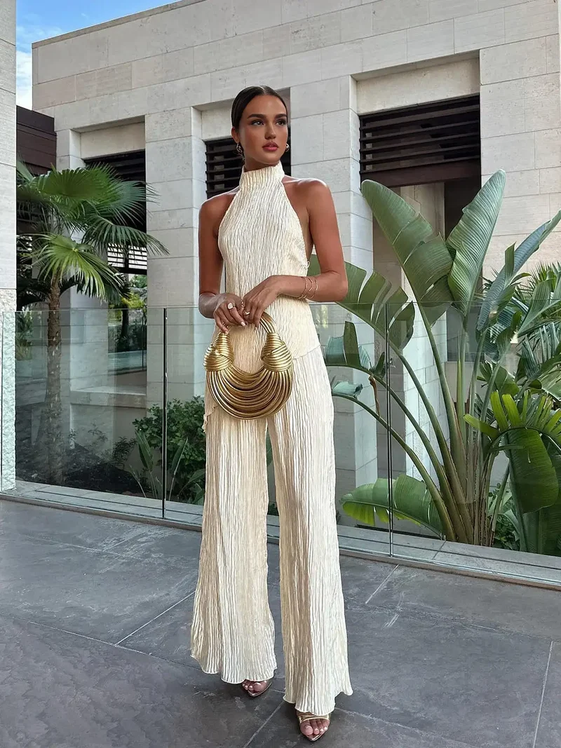 Ingrid – Eleganter, plissierter Jumpsuit für Damen