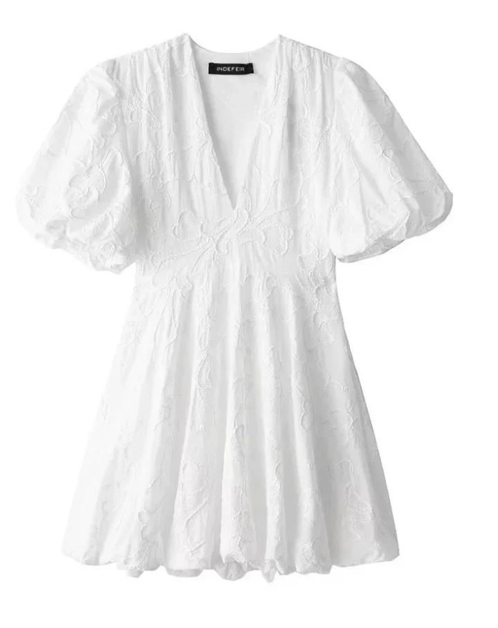Melanie – Elegantes Sommerkleid mit bestickten Rüschen für Damen