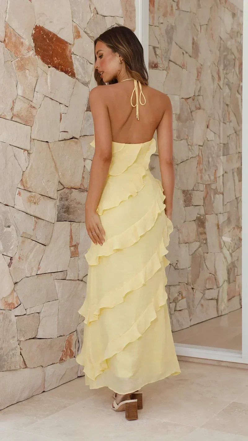 Franziska – Elegantes Maxikleid mit Rüschen für Damen