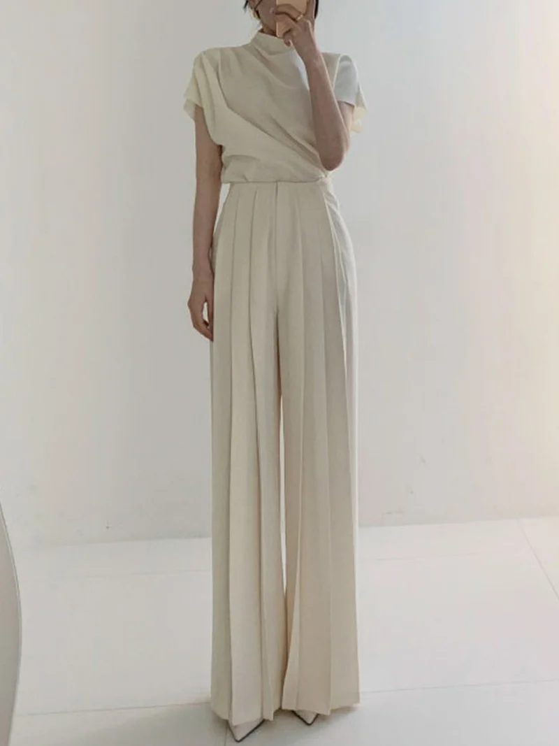 Nicole – Elegante, hoch taillierte Plisseehose mit weitem Bein für Damen