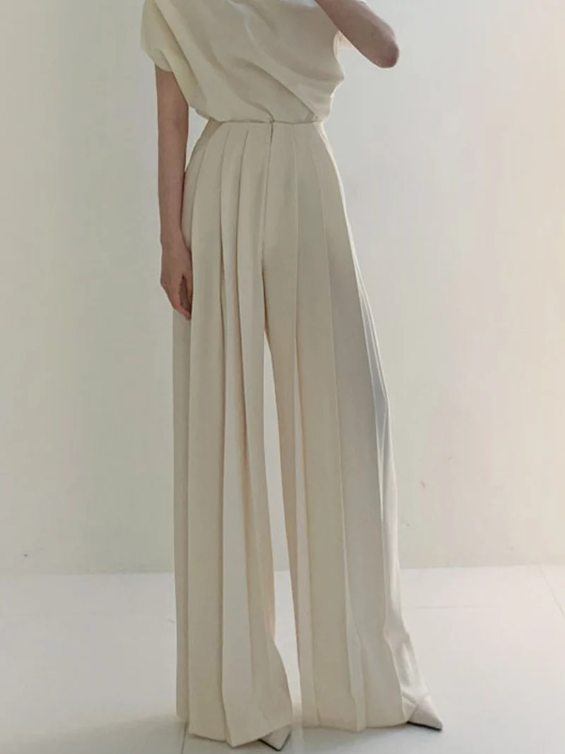 Nicole – Elegante, hoch taillierte Plisseehose mit weitem Bein für Damen