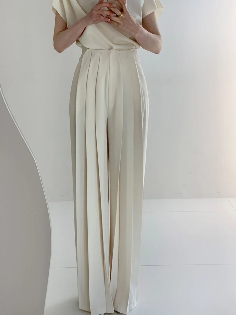 Nicole – Elegante, hoch taillierte Plisseehose mit weitem Bein für Damen