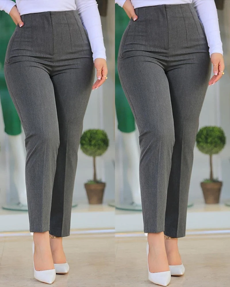 Claudia – Damenhose mit hoher Taille und schmalem Schnitt sowie Zierfalten