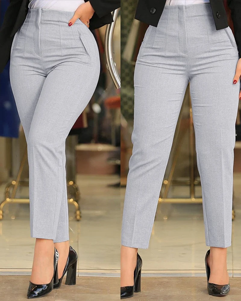 Claudia – Damenhose mit hoher Taille und schmalem Schnitt sowie Zierfalten