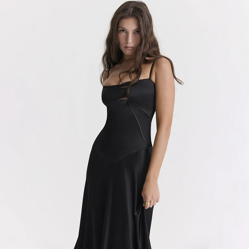 Ingrid – Elegantes Maxikleid aus Satin mit Bindeband am Rücken für Damen