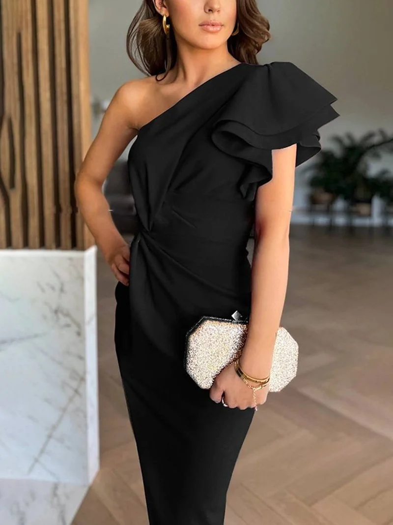 Ava – Elegantes Abendkleid mit Rüschen und Ausschnitten für Damen