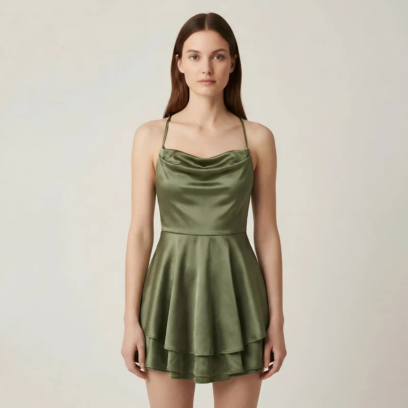 Luna – Elegantes Mini-Satin-Kleid mit Trägern für Damen