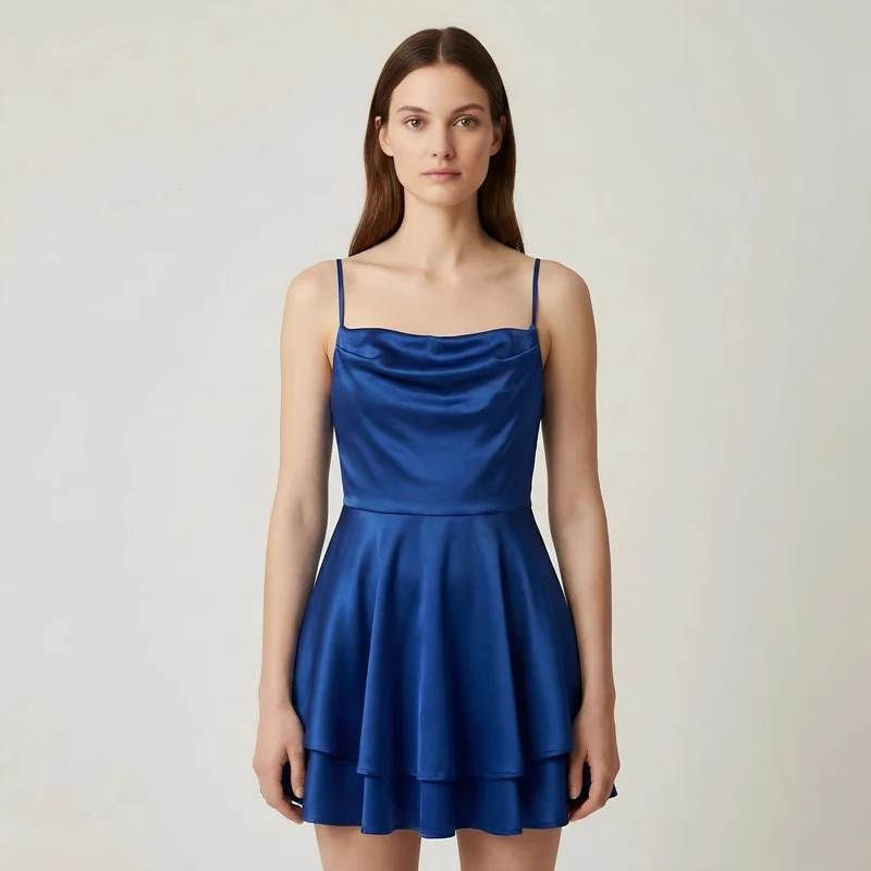 Luna – Elegantes Mini-Satin-Kleid mit Trägern für Damen
