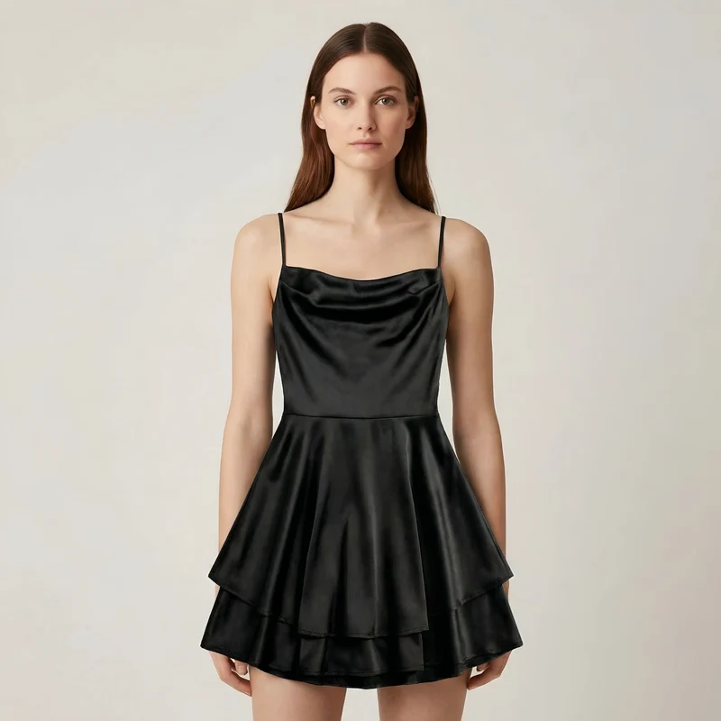 Luna – Elegantes Mini-Satin-Kleid mit Trägern für Damen