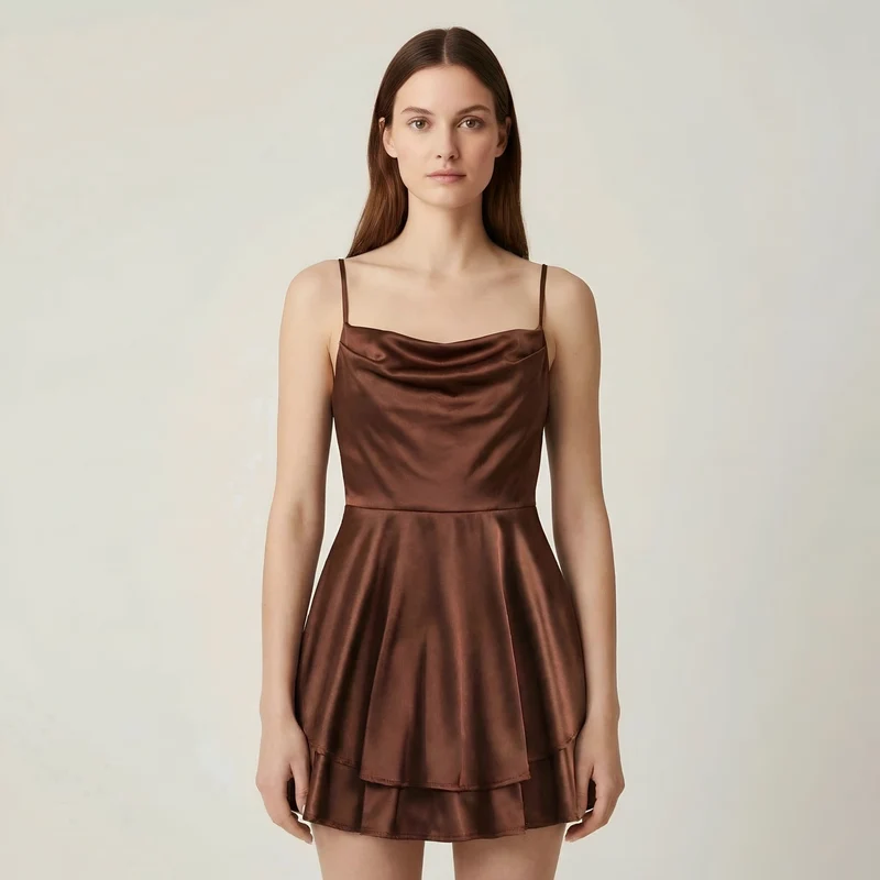 Luna – Elegantes Mini-Satin-Kleid mit Trägern für Damen