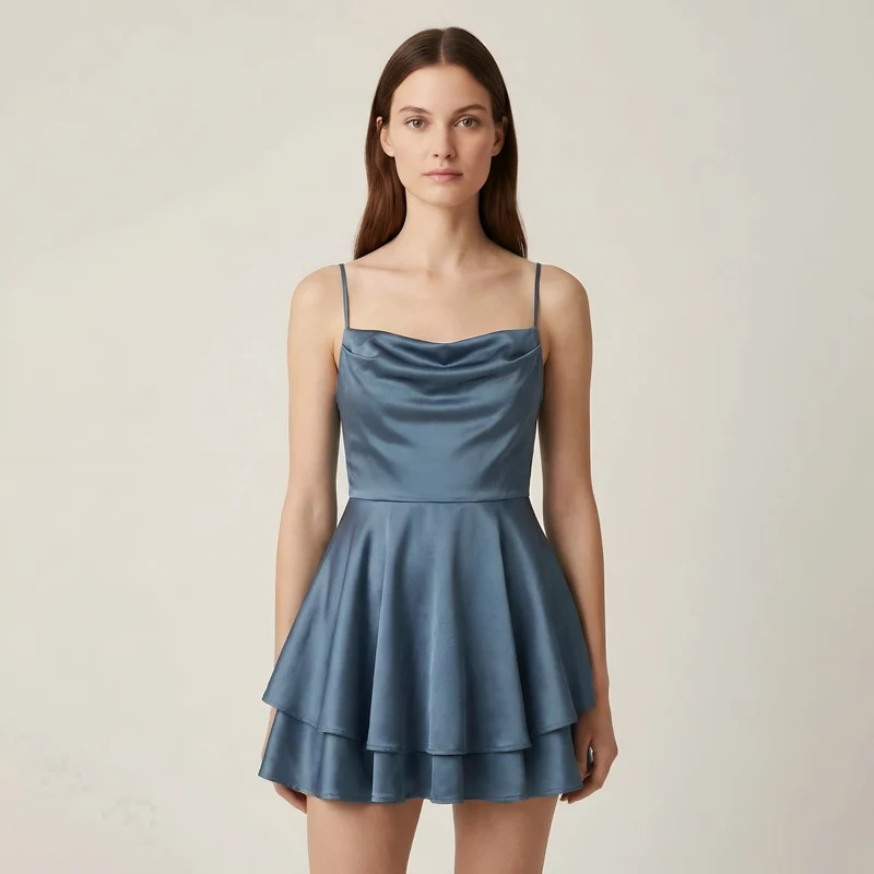 Luna – Elegantes Mini-Satin-Kleid mit Trägern für Damen