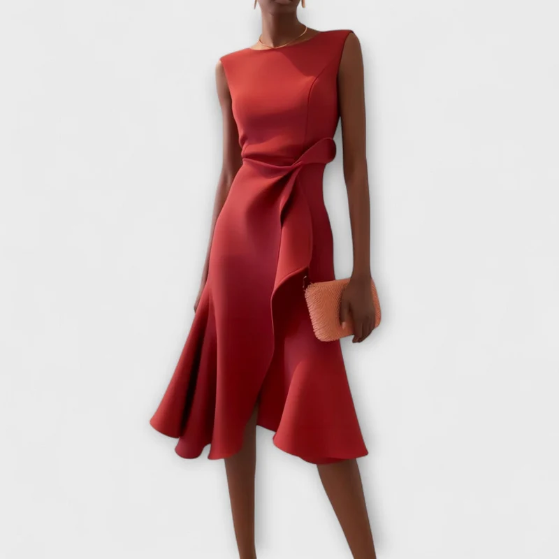 Hannah – Elegantes, ärmelloses Midikleid mit Falten für Damen