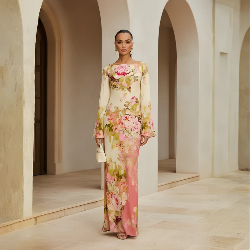 Clara – Langärmliges Party-Maxikleid