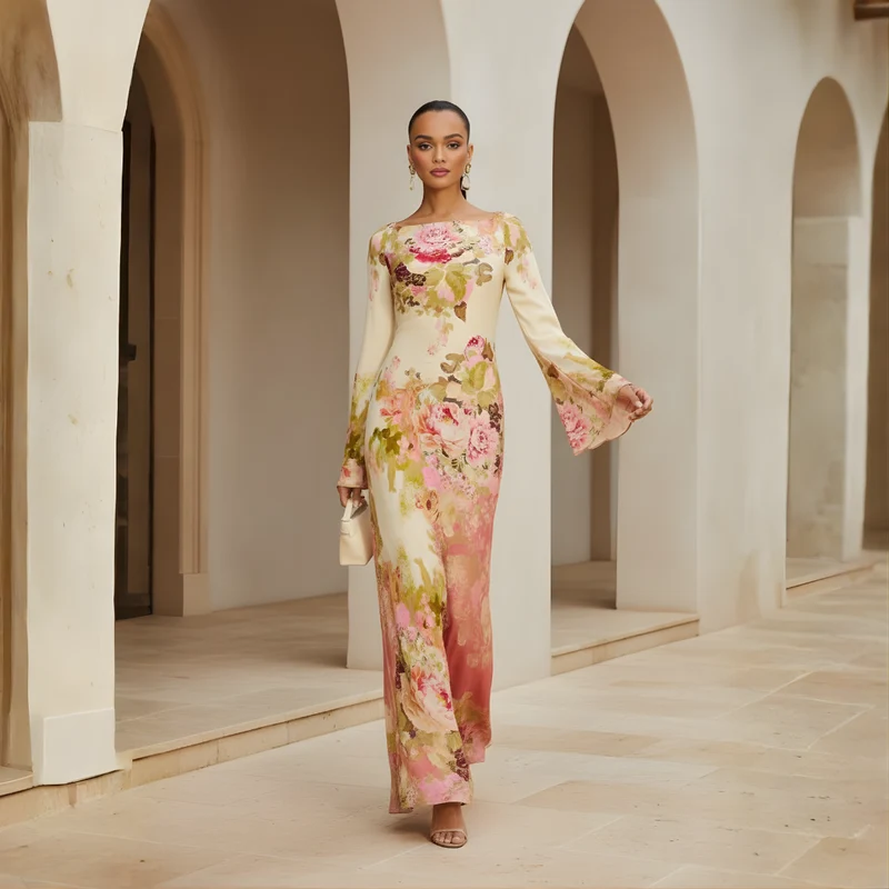 Clara – Langärmliges Party-Maxikleid
