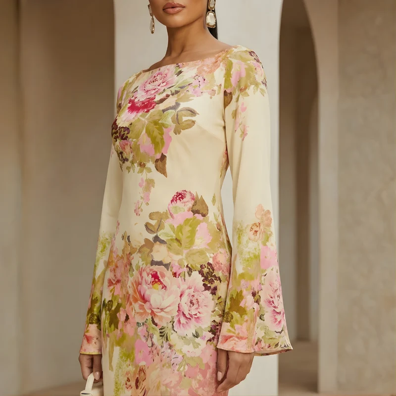 Clara – Langärmliges Party-Maxikleid