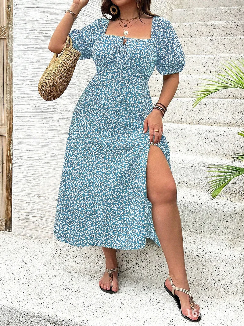 Fleur | Schickes Florales Puffärmel-Kleid