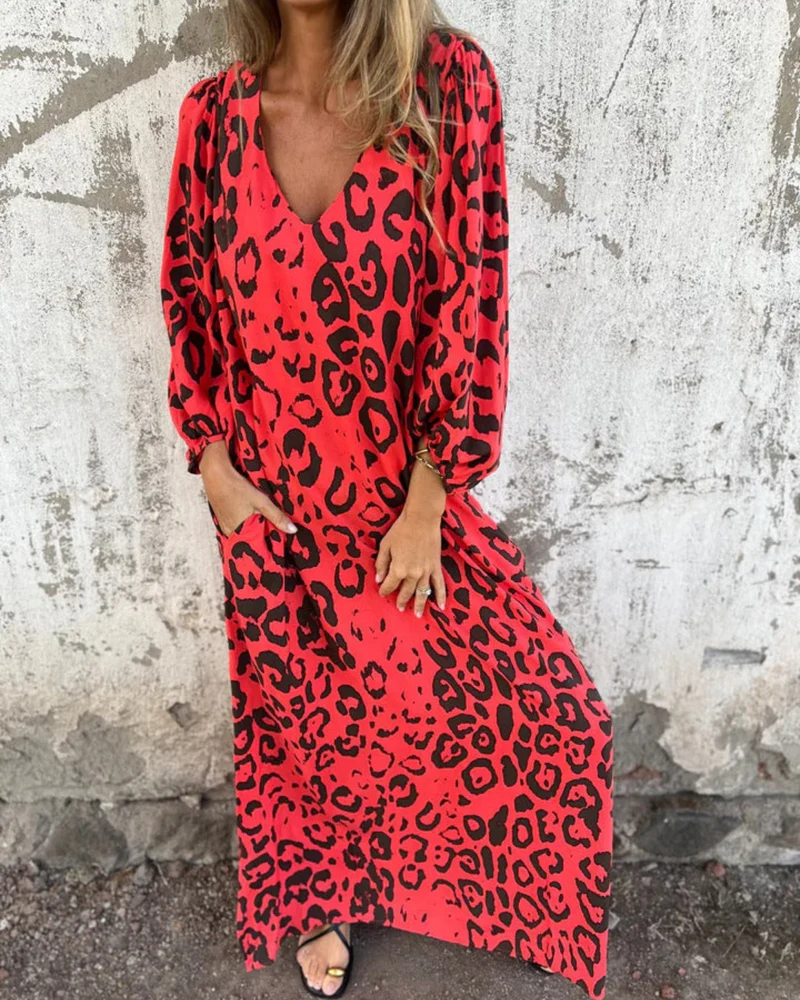 Sienna | Kleid mit Leoparden-Muster und V-Ausschnitt