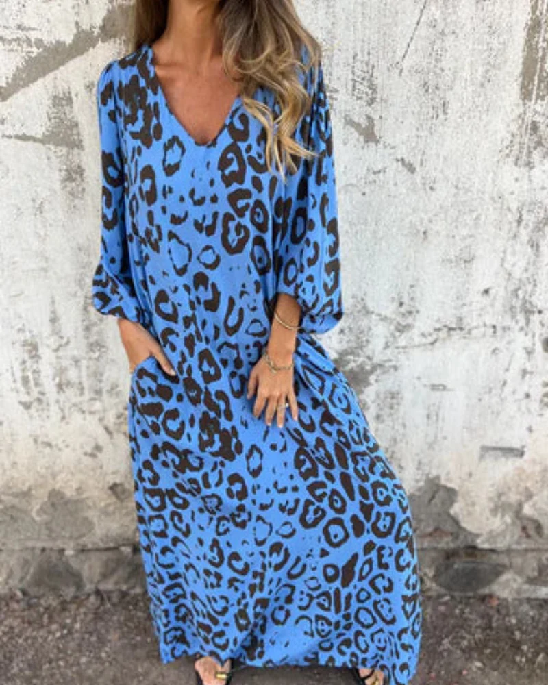 Sienna | Kleid mit Leoparden-Muster und V-Ausschnitt