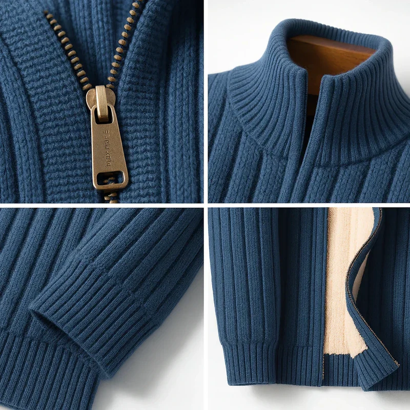 Mathew | Premium Winter-Strickjacke mit Reißverschluss