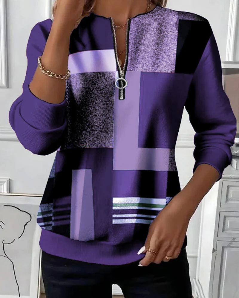 Serinia | Geometrischer Reißverschluss-Pullover