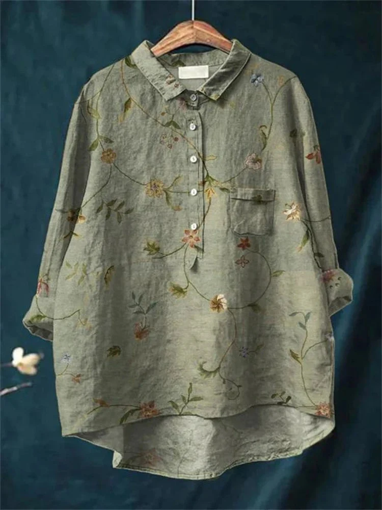 Amita | Vintage-Bluse mit Blumenmuster