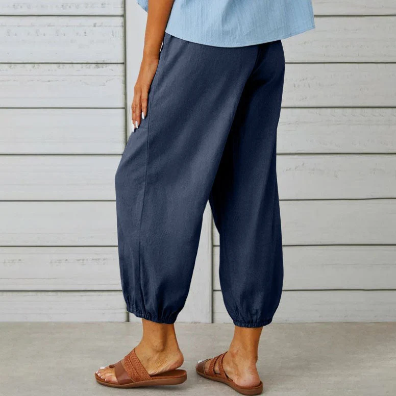 Lidia | Weite Damenhose aus Baumwolle und Leinen