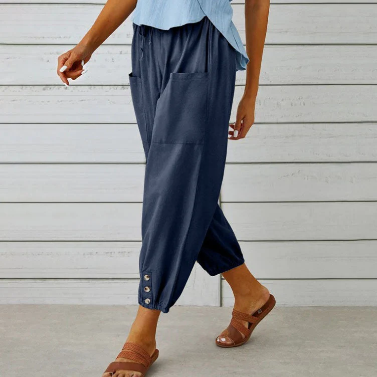 Lidia | Weite Damenhose aus Baumwolle und Leinen