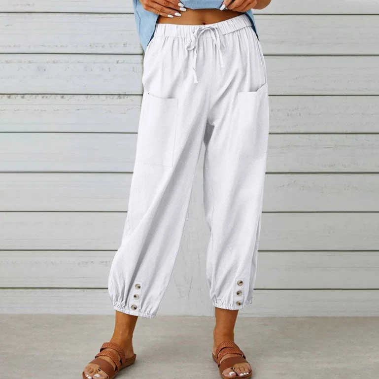 Lidia | Weite Damenhose aus Baumwolle und Leinen