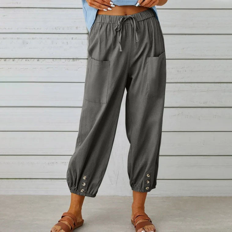 Lidia | Weite Damenhose aus Baumwolle und Leinen