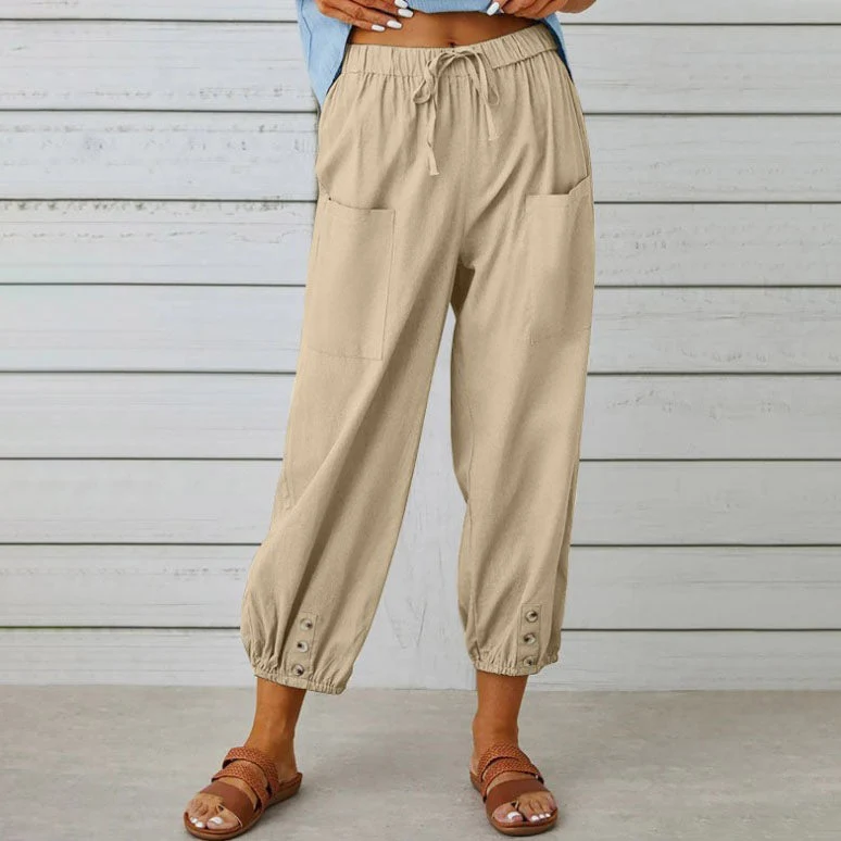 Lidia | Weite Damenhose aus Baumwolle und Leinen