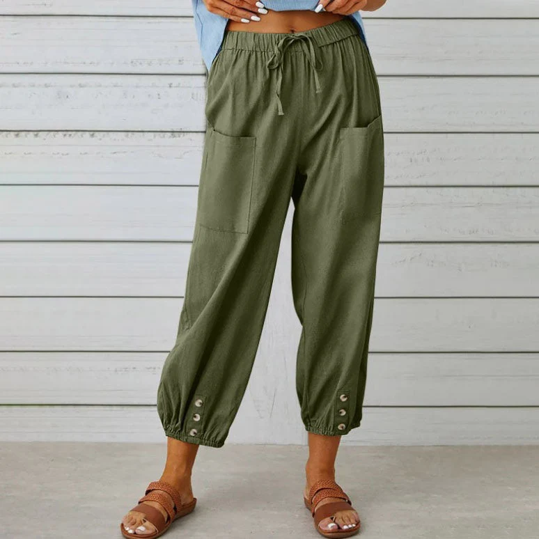 Lidia | Weite Damenhose aus Baumwolle und Leinen