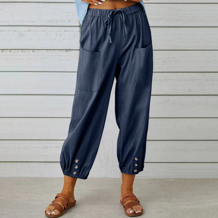 Lidia | Weite Damenhose aus Baumwolle und Leinen