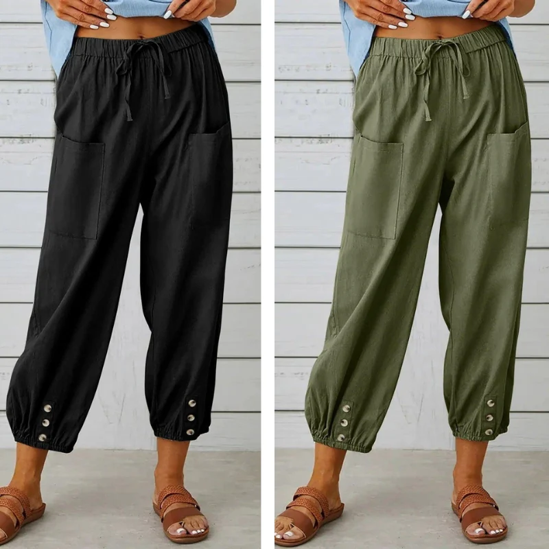 Lidia | Weite Damenhose aus Baumwolle und Leinen