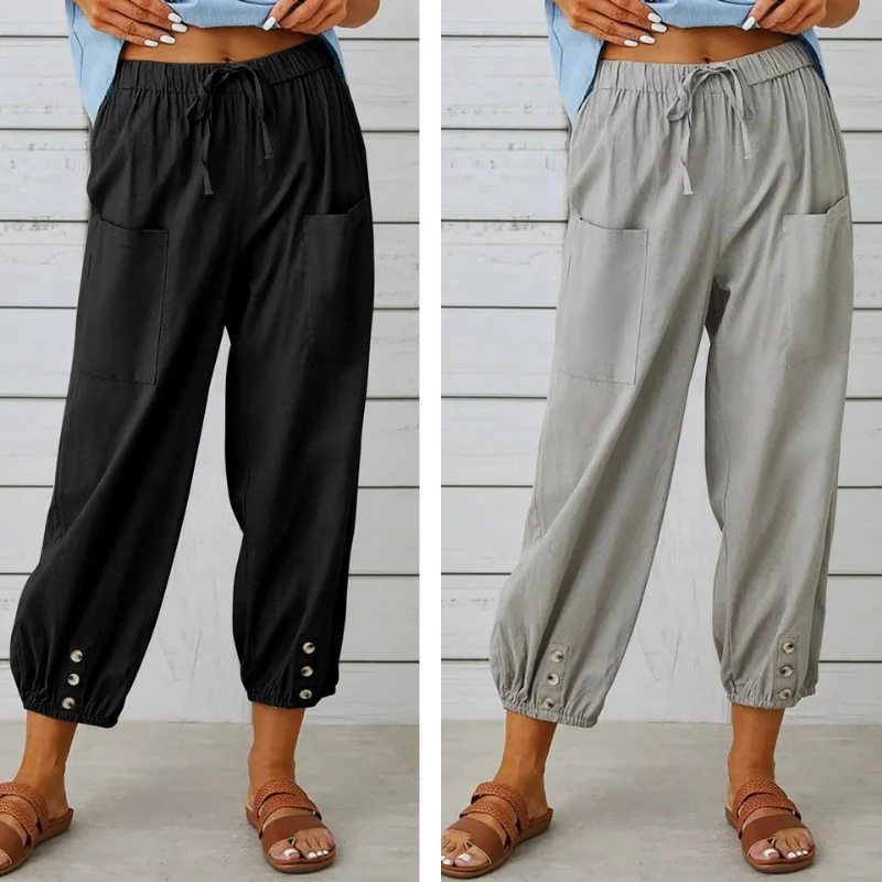 Lidia | Weite Damenhose aus Baumwolle und Leinen