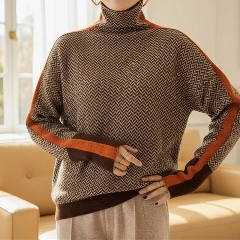 Eleanor | Herringbone Luxe Rollkragen