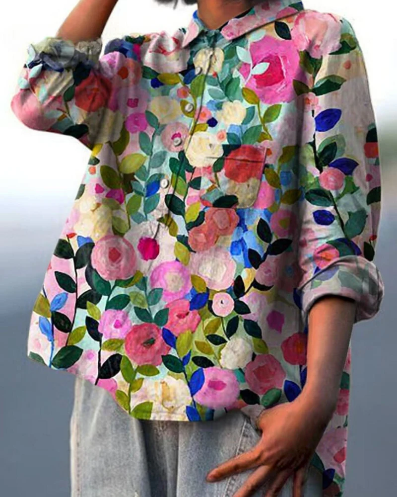 Alodia | Florale Französische Vintage-Bluse