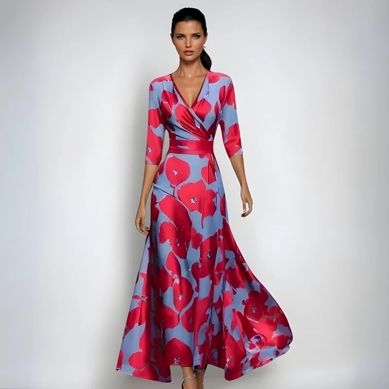 Hailey | Elegantes Wickel-Maxikleid mit floralem print