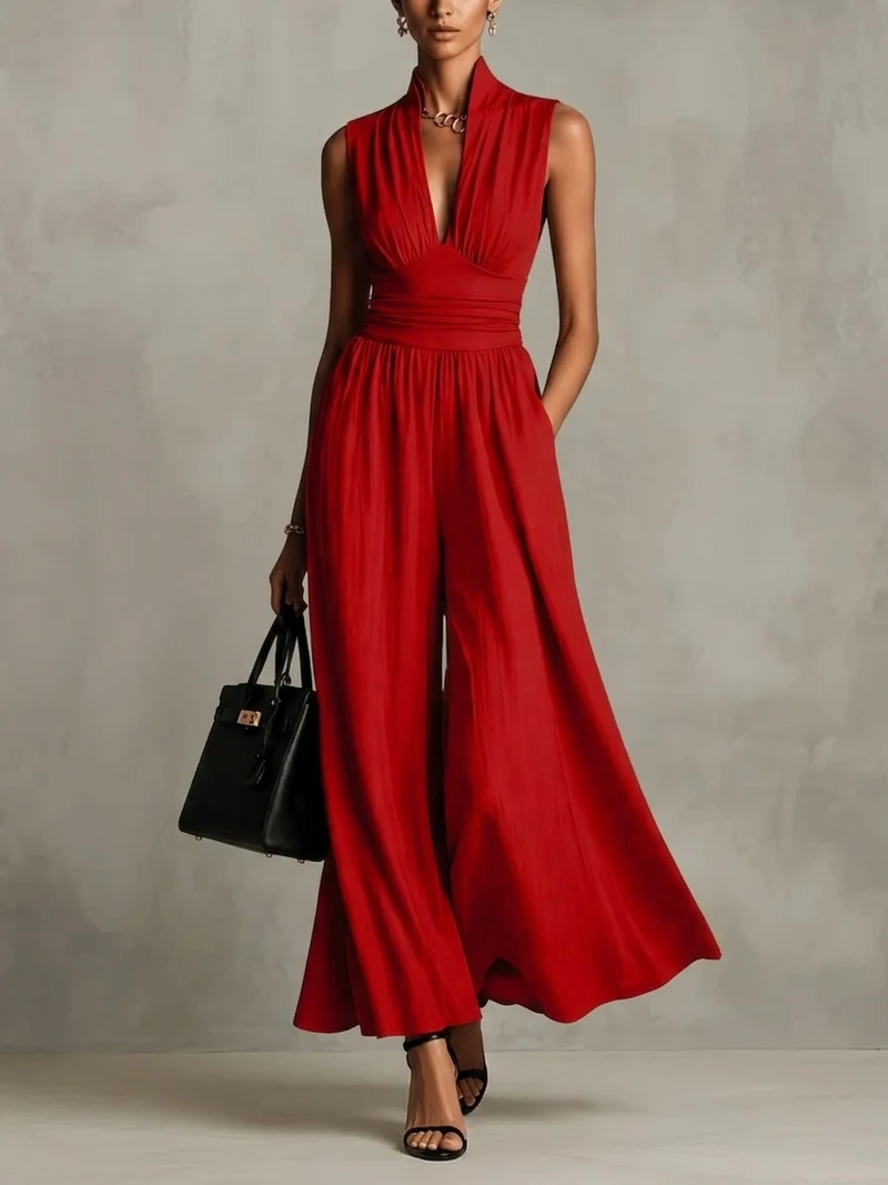 Wilma | Schicker, ärmelloser Jumpsuit mit weitem Bein