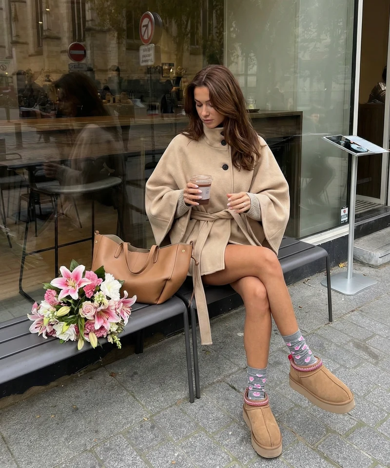 Amelie – Poncho Karah in Beige