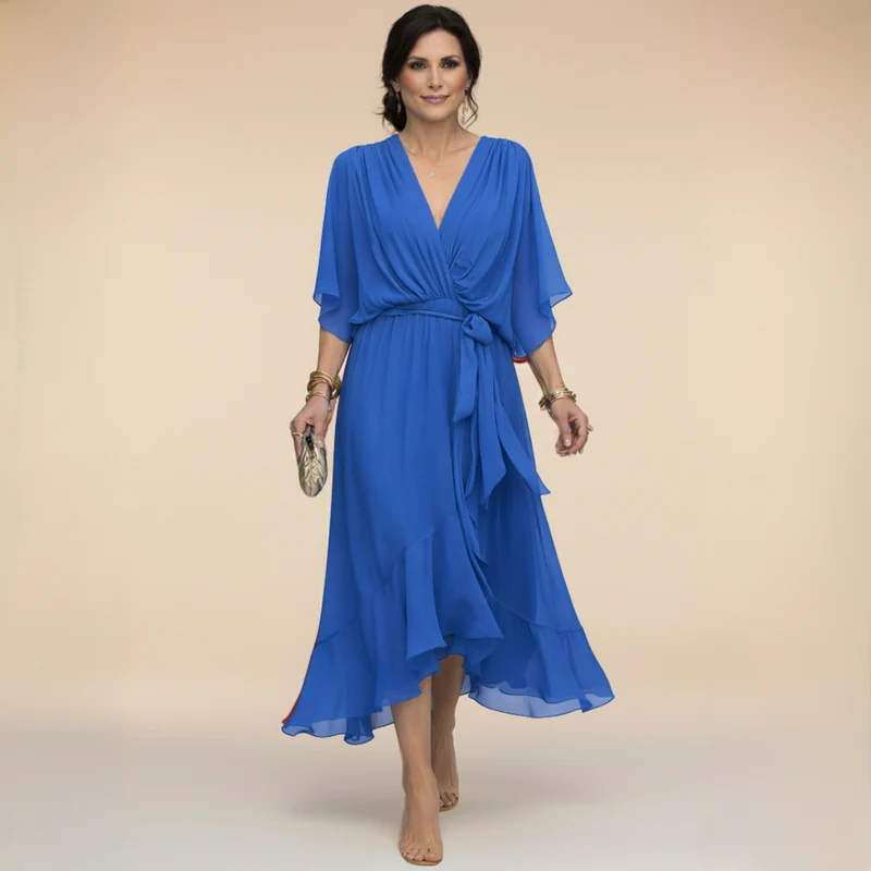 Lisa - Chiffonkleid mit V-Ausschnitt