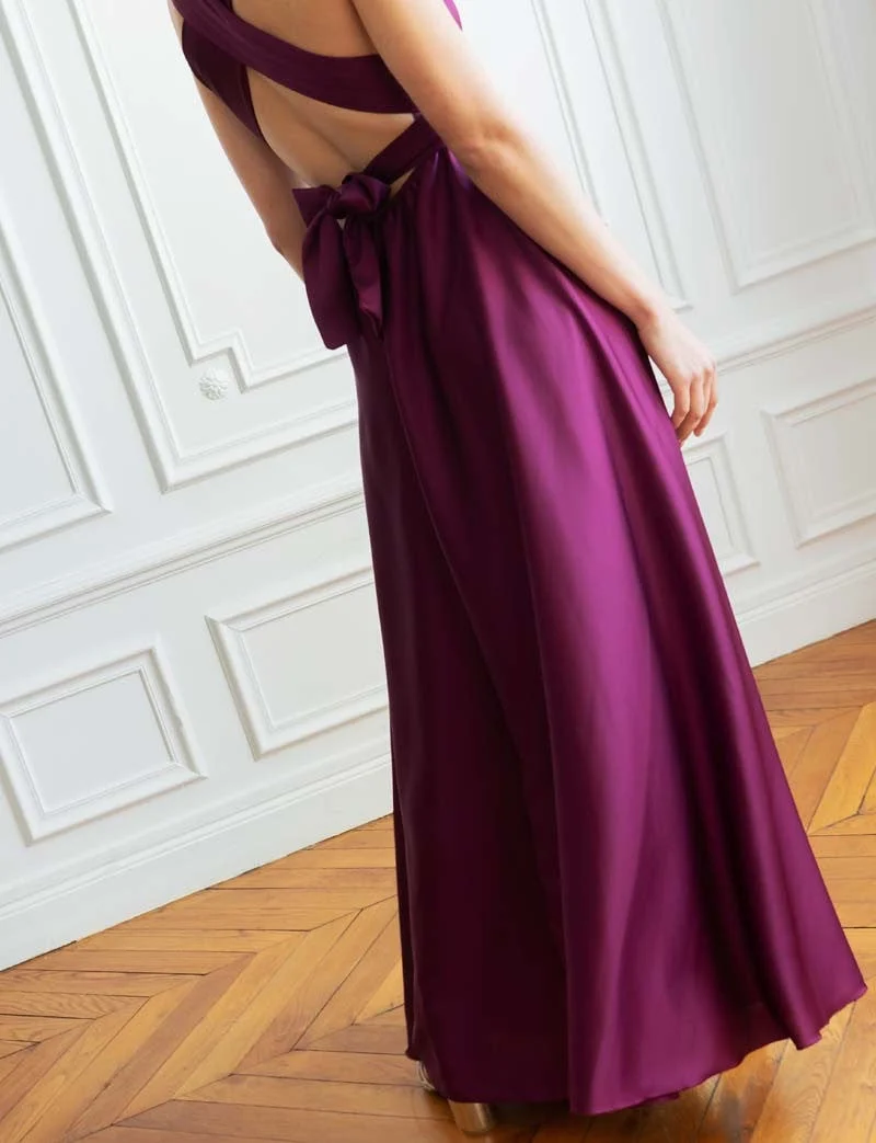 Nele - Elegantes langes Kleid in einem tiefen Pflaumenton