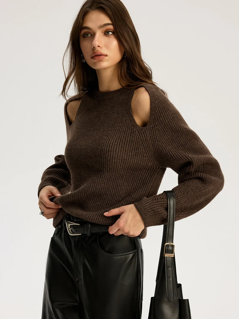 Deborah – Pullover aus geripptem Strick mit Ausschnitten