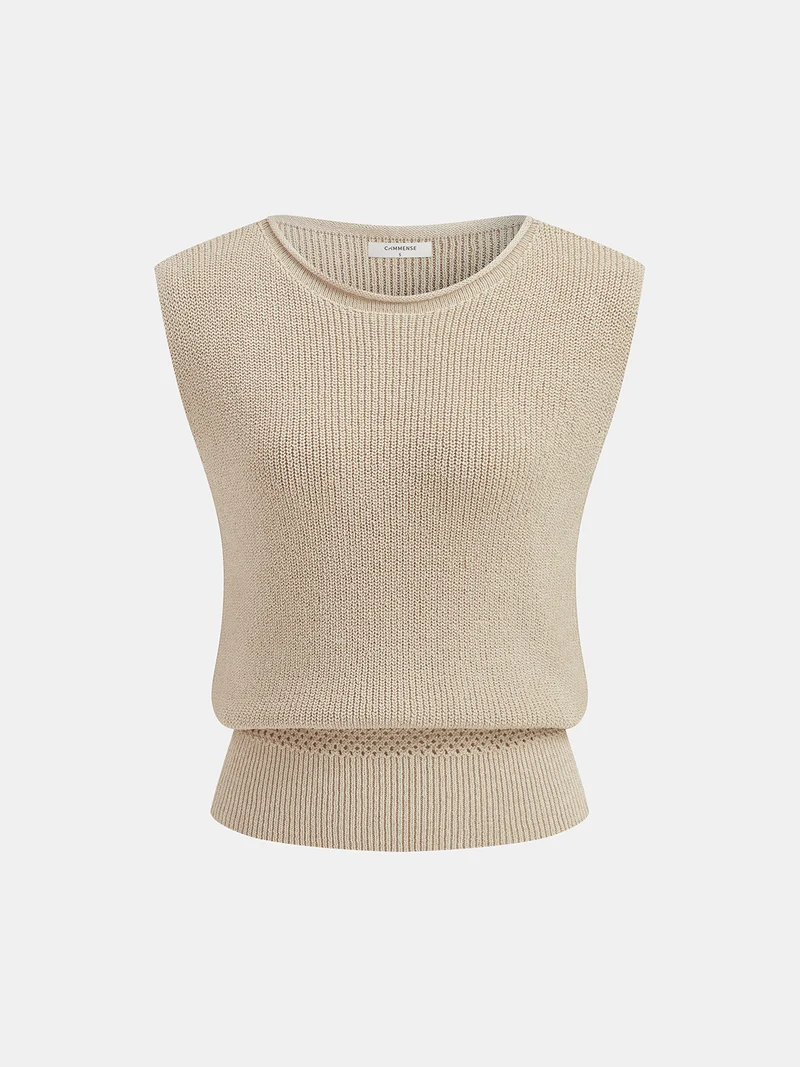 Alisa - Ärmelloses Strickoberteil mit geraffter Taille