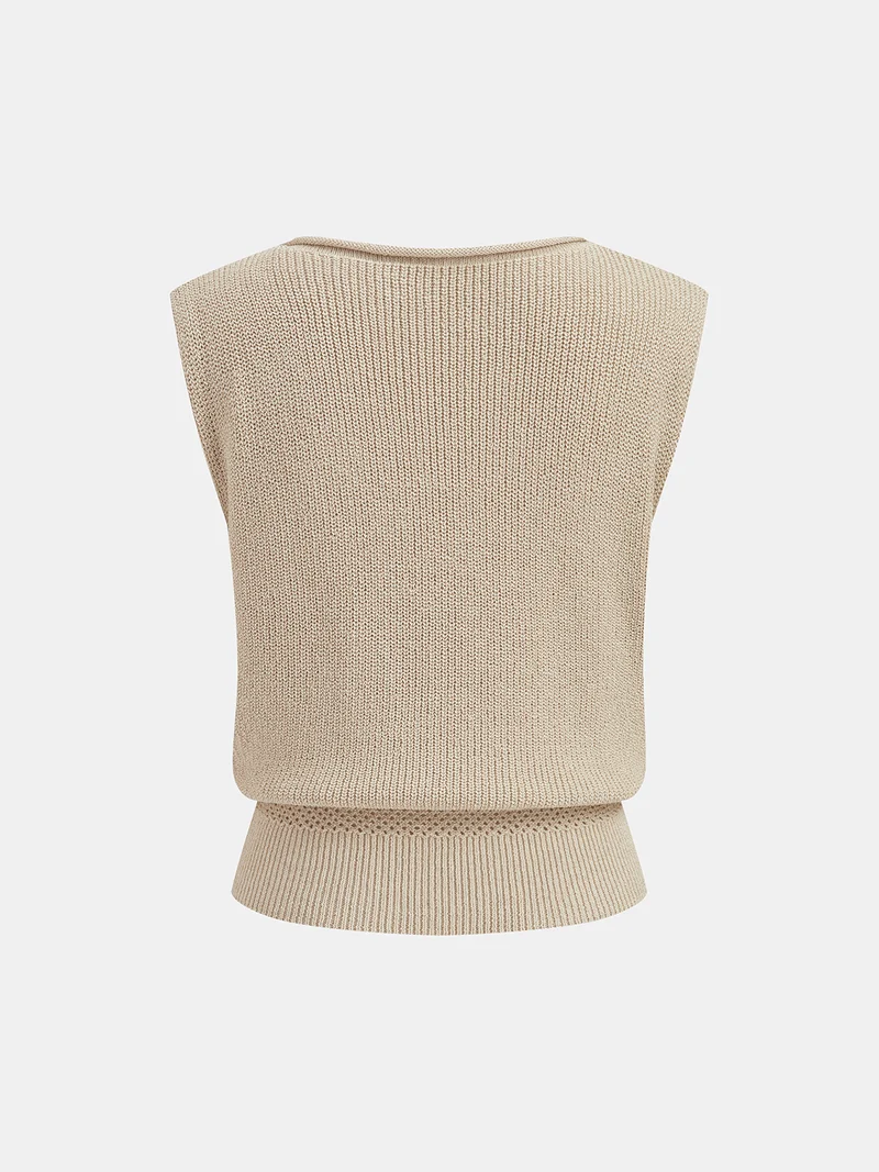 Alisa - Ärmelloses Strickoberteil mit geraffter Taille