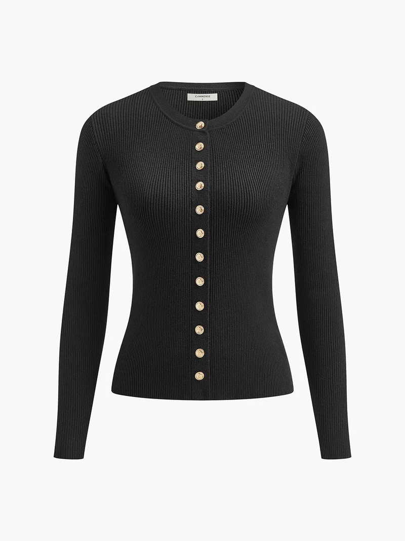 Gabrielle - Skinny-Strickoberteil mit Knopfleiste