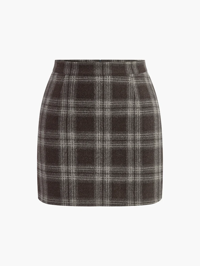 Melanie - Karierter Tweed Minirock