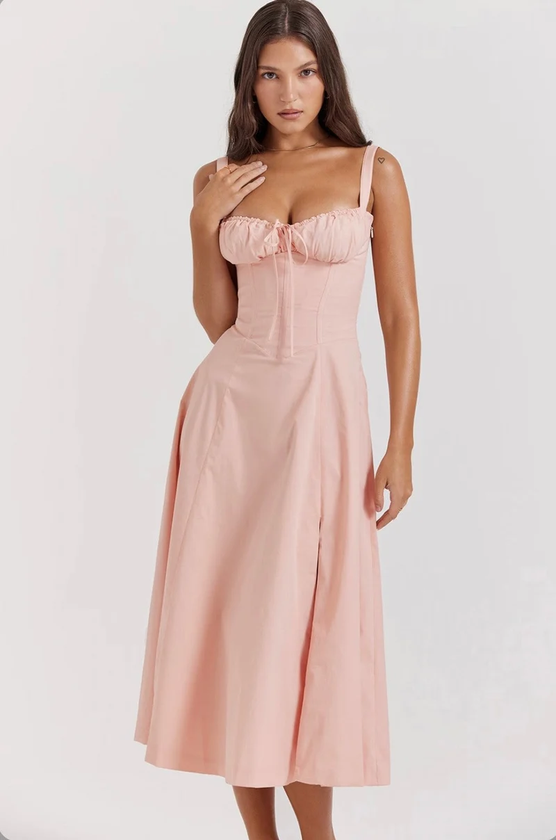 Brigitte – Korsett-Passform Sommerkleid mit Taillenbetonung