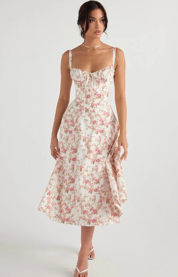 Brigitte – Korsett-Passform Sommerkleid mit Taillenbetonung