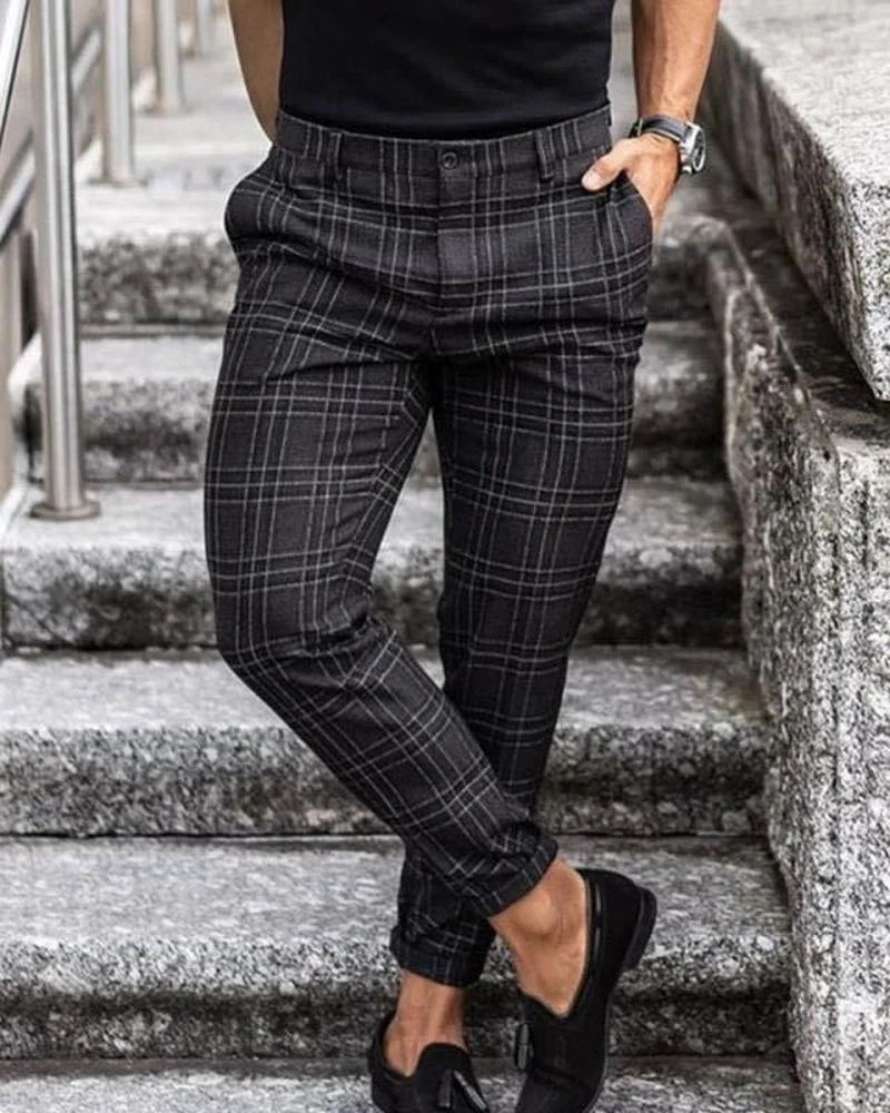 Herren Freizeithose mit Karomuster – Locker und leicht